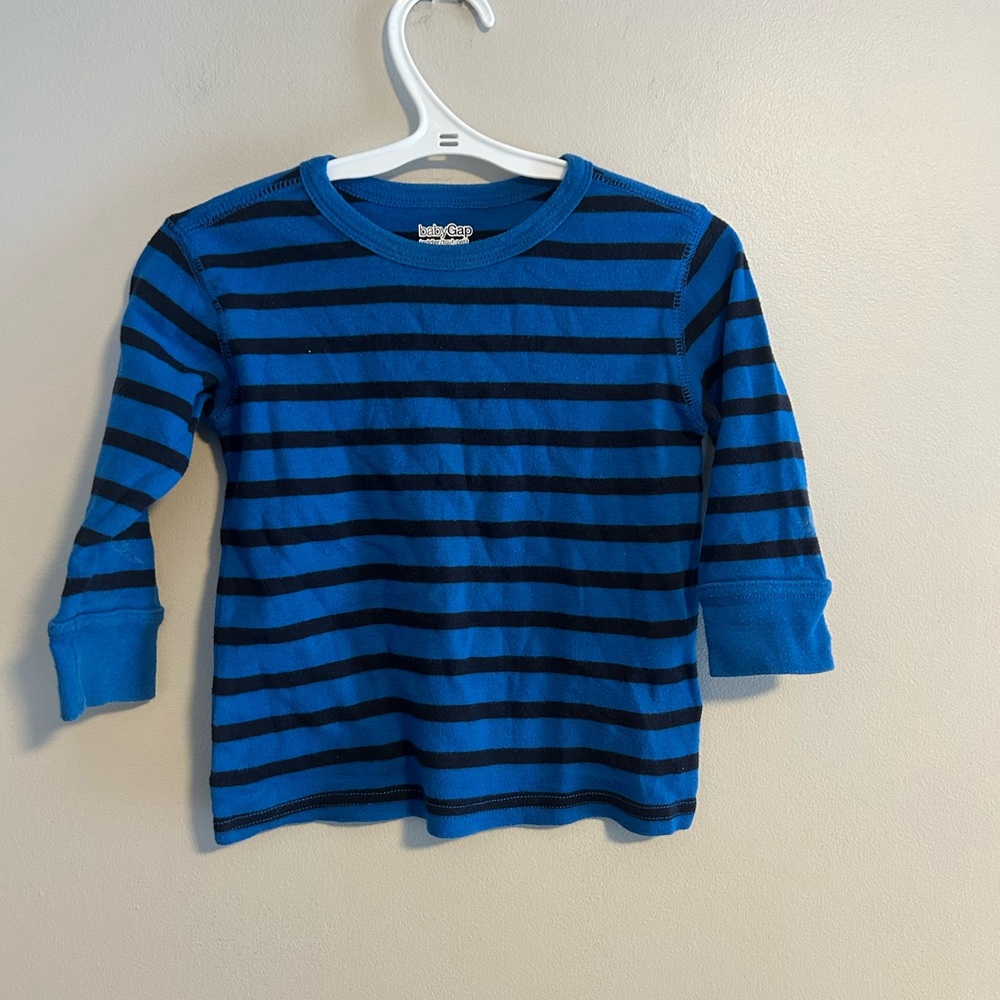 GAP 12/18m Blue & black Striped long sleeve Shirt